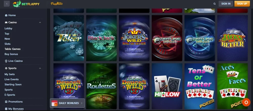 Altre categorie: poker/instant/bingo o simili (se presenti)