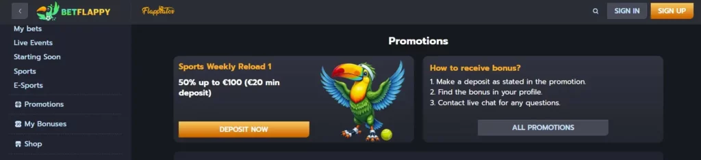 Bonus ricarica e promo settimanali (se presenti)